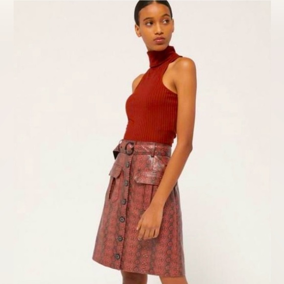 Urban Outfitters Finley Faux Snakeskin Button Front Skirt Size Small - Picture 2 of 9